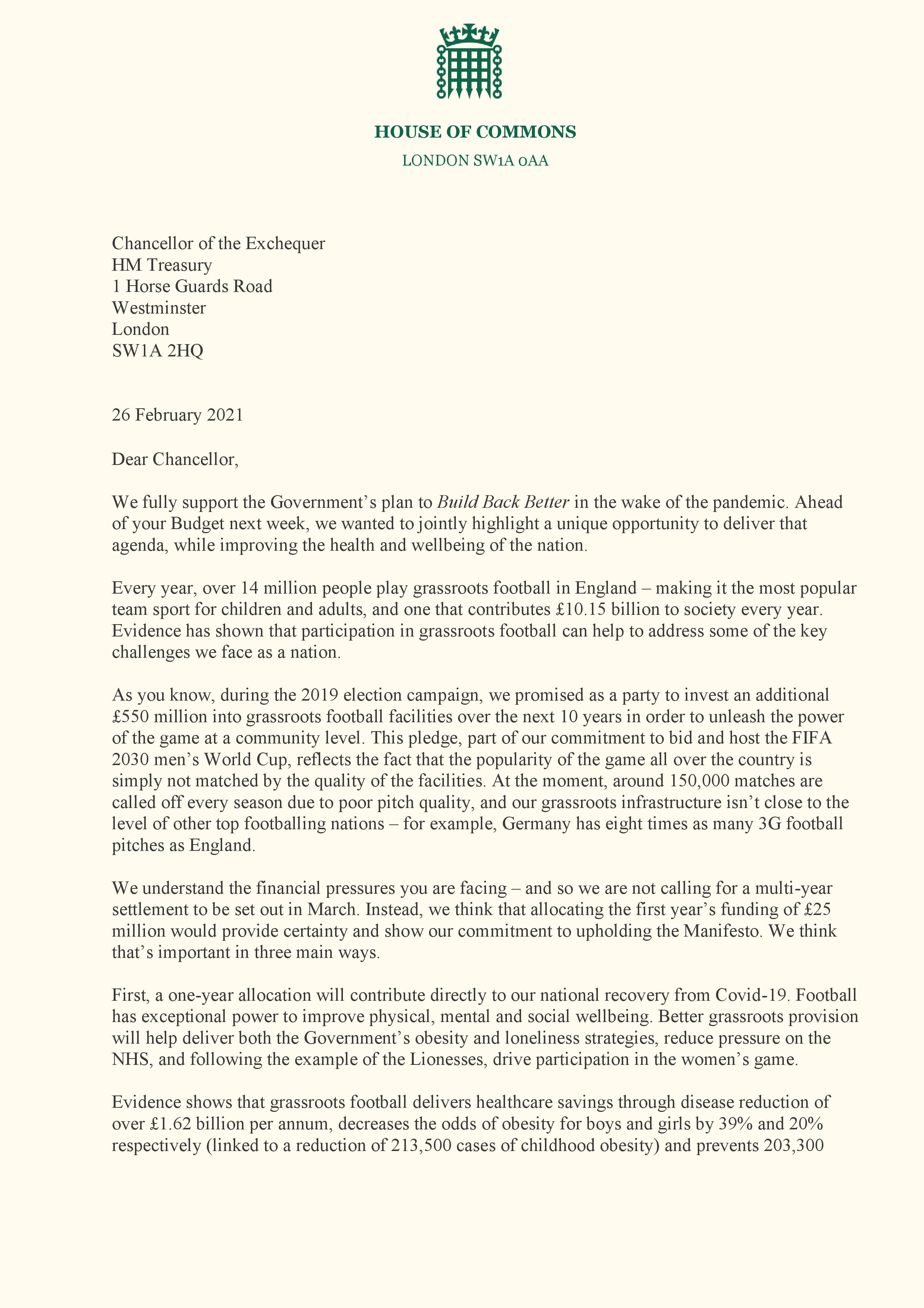 Letter to Chancellor