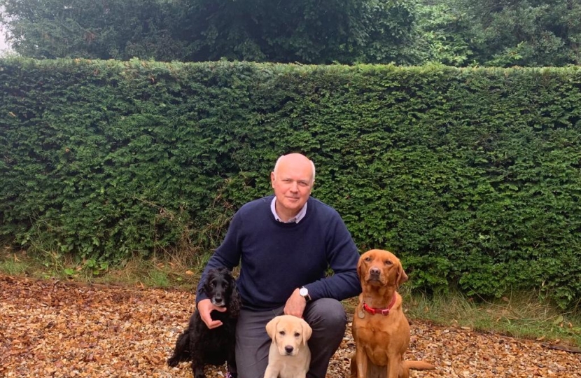 Iain with his dogs, (L) Jobi, (M) Bowie (R) Hettie All three dogs are medical dectection dogs, Jobi working on Prostrate Cancer, Hetti working on Cancer and puppy Bowie in training.