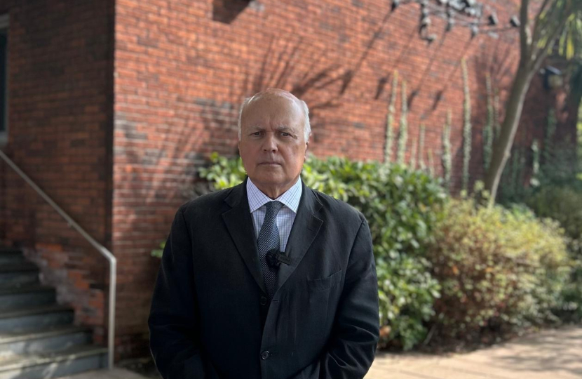 Iain Duncan Smith outside the Chingford Police Station