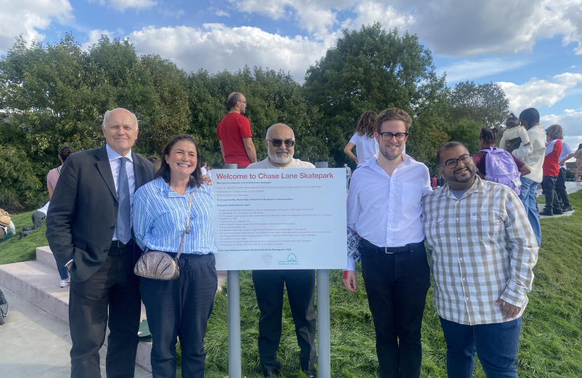 Iain Duncan Smith and local Conservative councillors at the opening of the refurbished Chase Lane Park