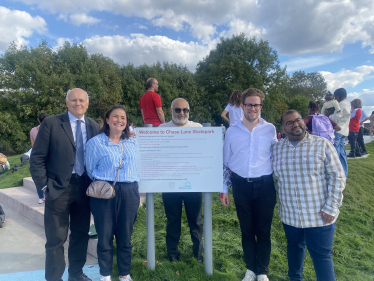 Iain Duncan Smith and local Conservative councillors at the opening of the refurbished Chase Lane Park